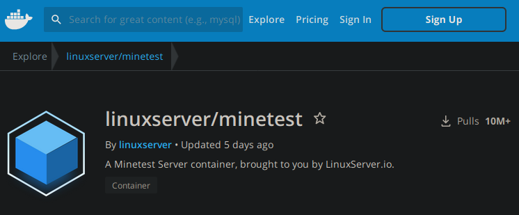 dockerhub Linuxserver/minetest